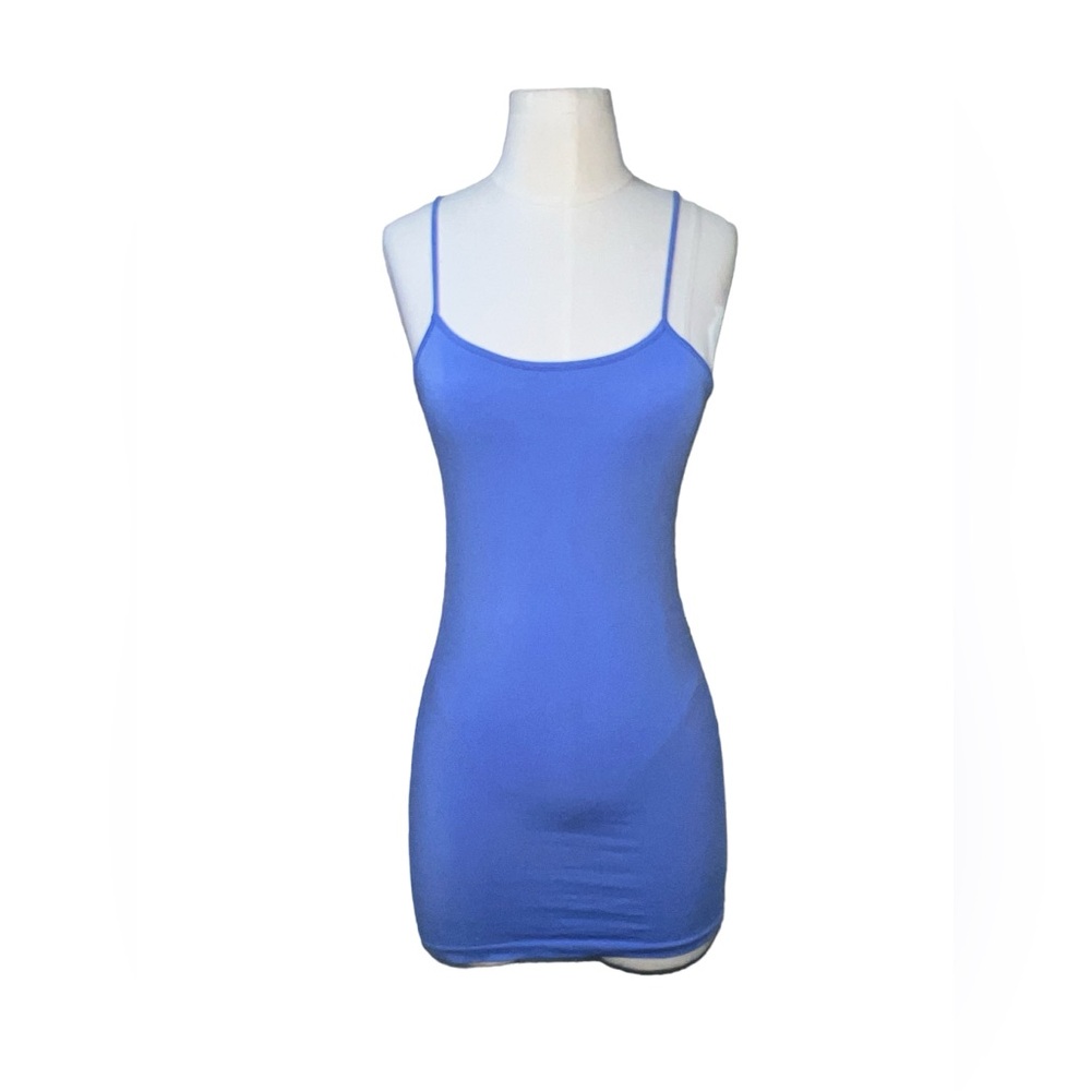 CANDY RAIN | BLUE STRETCHY SPANDEX FITTED TANK TOP